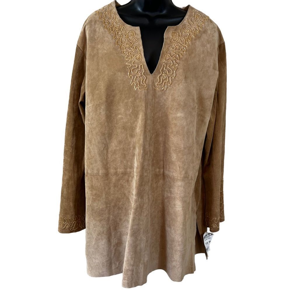 Margaret Godfrey Suede Embellished Kaftan Tunic